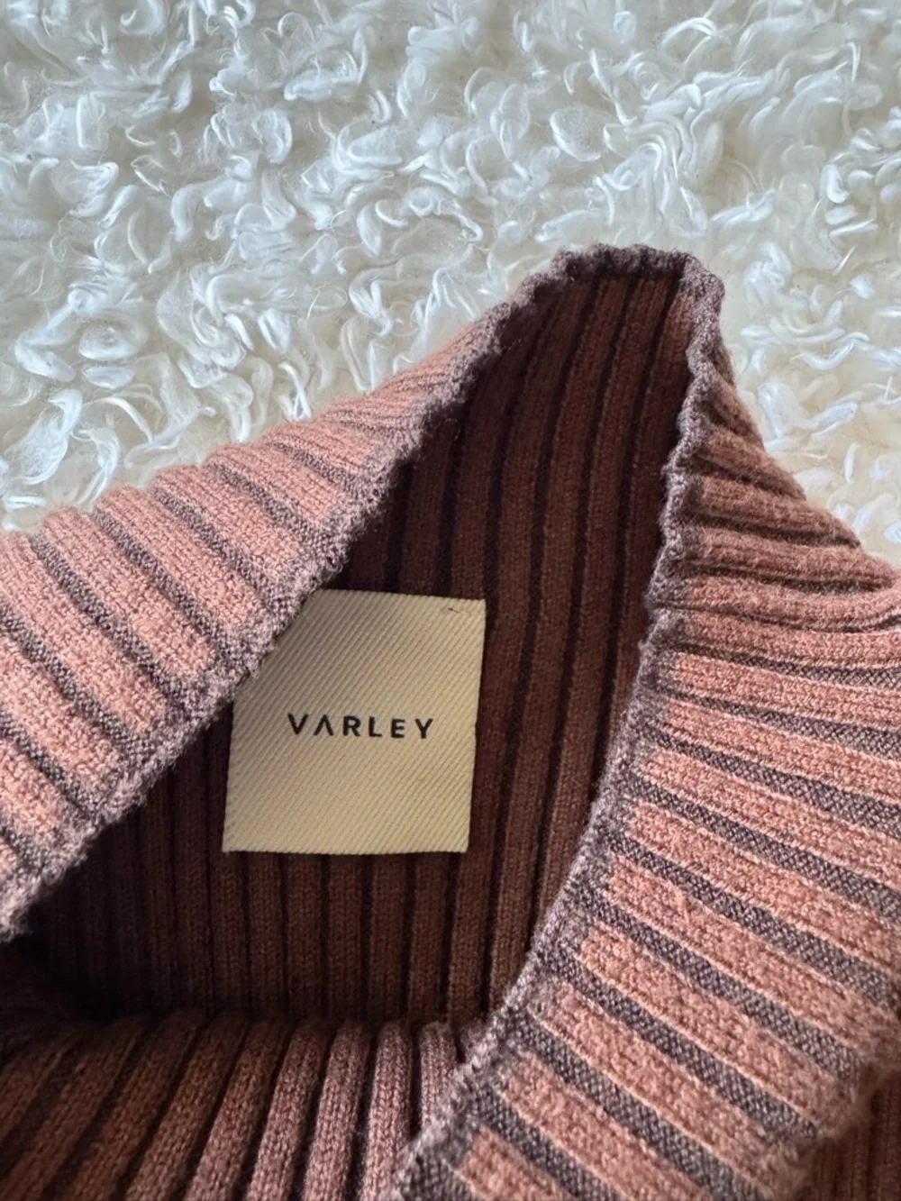 Varley Emile Rib Knit Sweater Rawhide Brown Two-Tone Oversized Size Small - Picture 9 of 12